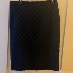 Ann Taylor Black Textured Polka Dot Lined Pencil Skirt